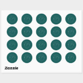 Elegante Smaragd Omlijnd Monogram Bruiloft Ronde Sticker (Vel)