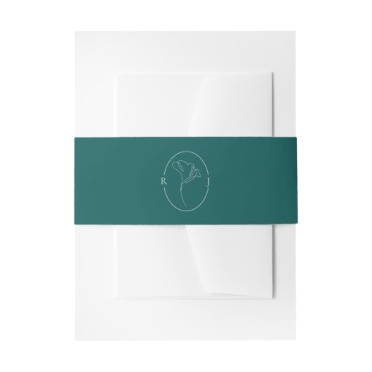 Elegante Smaragd Omlijnd Monogram Bruiloft Uitnodigingen Wikkel (Voorkant Voorbeeld)