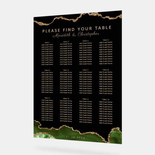 Elegante Smaragdgroene 12 Tafel Bruiloft Zitplaats Acryl Bord (Hoek)