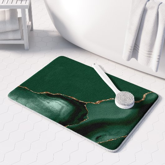 Elegante Smaragdgroene Agaat Gouden Glitter Badmat