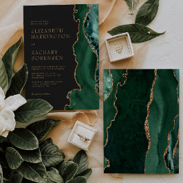 Elegante Smaragdgroene Agaat Gouden Trouw Kaart