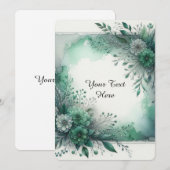 Elegante Smaragdgroene Aquarel Bloem Kaart (Voorkant / Achterkant)