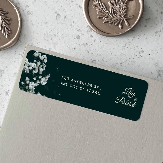 Elegante smaragdgroene baby's adem etiket