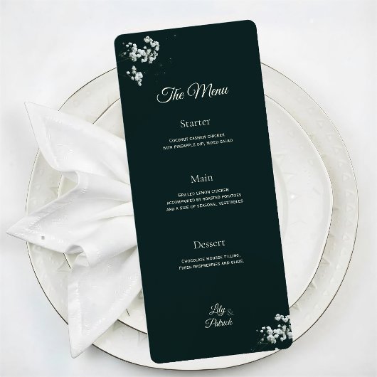 Elegante smaragdgroene baby's adem menu