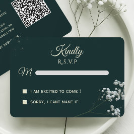 Elegante smaragdgroene baby's adem trouwdag RSVP kaartje