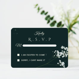 Elegante smaragdgroene baby's adem trouwdag RSVP kaartje