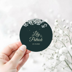 Elegante smaragdgroene baby's adem trouwfeest ronde sticker
