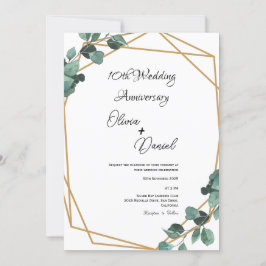 Elegante Smaragdgroene Blad Huwelijksjubileum Kaart