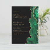Elegante smaragdgroene briljante agaat bruiloft kaart (Staand voorkant)