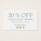 Elegante smaragdgroene dank u kortingskaart visitekaartje (Achterkant)