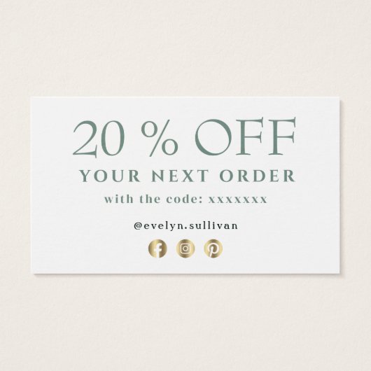 Elegante smaragdgroene dank u kortingskaart visitekaartje (Achterkant)