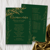 Elegante Smaragdgroene en Gouden Blad Quinceanera