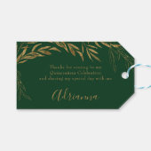 Elegante Smaragdgroene en Gouden Bladgunst Cadeaulabel (Voorkant (Horizontaal))