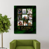 Elegante smaragdgroene en gouden fotocollage canvas afdruk