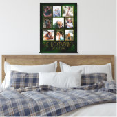 Elegante smaragdgroene en gouden fotocollage canvas afdruk (Insitu (Slaapkamer))