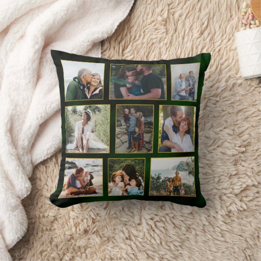 Elegante smaragdgroene en gouden fotocollage kussen (Deken)
