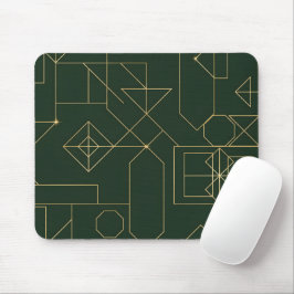Elegante Smaragdgroene en Gouden Geometrische Art Muismat
