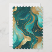 Elegante smaragdgroene en gouden huwelijksuitnodig kaart (Achterkant)