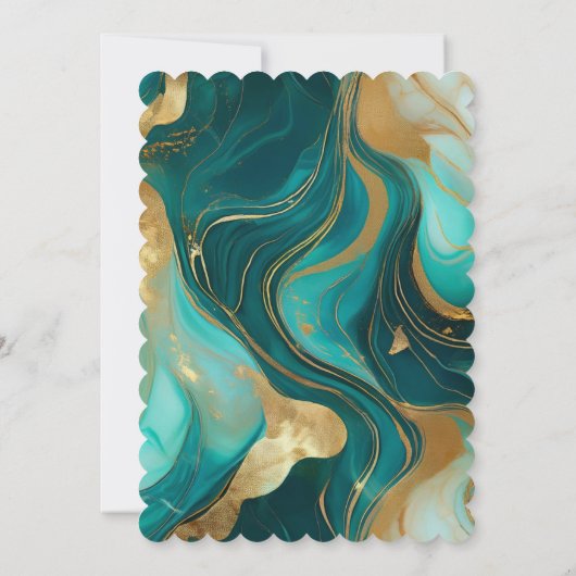 Elegante smaragdgroene en gouden huwelijksuitnodig kaart (Achterkant)