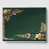 Elegante smaragdgroene en gouden klassieke bruilof gastenboek (Achterkant)