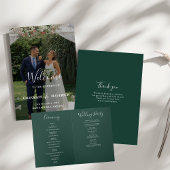 Elegante smaragdgroene foto bruiloft gevouwen programma