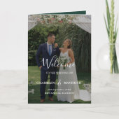 Elegante smaragdgroene foto bruiloft gevouwen programma (Voorkant)