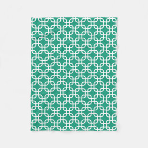 Elegante Smaragdgroene Geometrische Verbindingen Fleece Deken