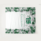 Elegante Smaragdgroene Glitter Quinceañera Ballon Wandkleed (Voorkant (horizontaal))