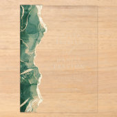 Elegante Smaragdgroene Gouden Agaat Bruiloft Acryl Uitnodigingen (Voorkant)