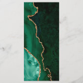 Elegante Smaragdgroene Gouden Agate Donkere Bruilo Menu (Achterkant)