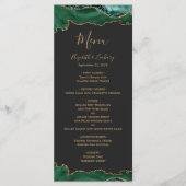 Elegante Smaragdgroene Gouden Agate Donkere Bruilo Menu (Voorkant)