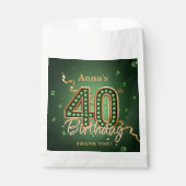 Elegante Smaragdgroene Gouden Edelsteen 40e Verjaa Bedankzakje (Voorkant)