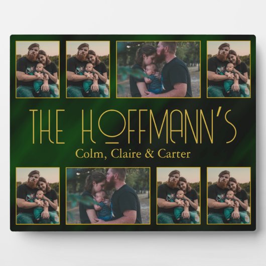 Elegante smaragdgroene gouden lijsten 8 familiefot fotoplaat (Voorkant)