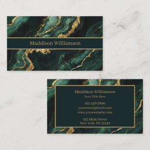 Elegante Smaragdgroene Gouden Marmer Visitekaartje