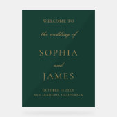 Elegante smaragdgroene gouden minimalistische brui acryl bord (Voorkant)