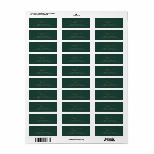 Elegante smaragdgroene gouden minimalistische brui etiket (Full Sheet)