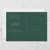 Elegante smaragdgroene gouden minimalistische brui save the date (Achterkant)