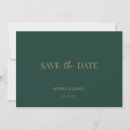 Elegante smaragdgroene gouden minimalistische brui save the date