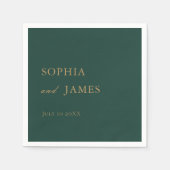 Elegante smaragdgroene gouden minimalistische brui servet (Voorkant)