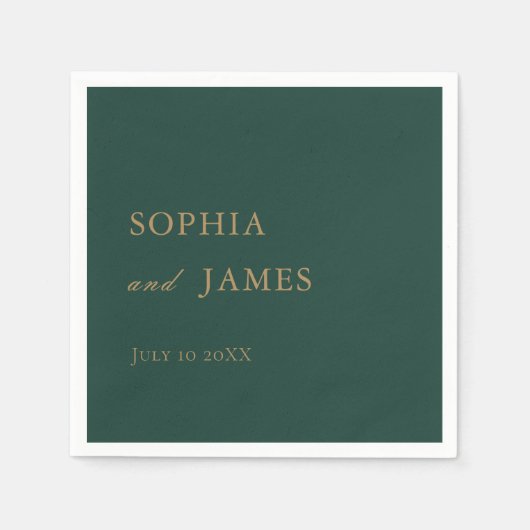 Elegante smaragdgroene gouden minimalistische brui servet (Voorkant)