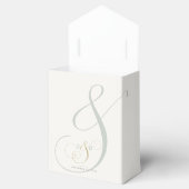 Elegante Smaragdgroene Gouden Monogram Bruiloft Bedankdoosjes (Geopend)
