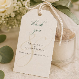 Elegante Smaragdgroene Gouden Monogram Trouwgunst Cadeaulabel