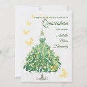 Elegante smaragdgroene & gouden Quinceañera Kaart (Voorkant)