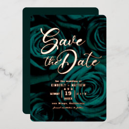 Elegante Smaragdgroene gouden Save the date trouw  Folie Uitnodiging