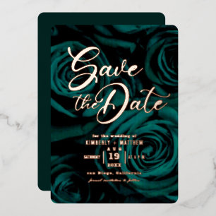 Elegante Smaragdgroene gouden Save the date trouw  Folie Uitnodiging