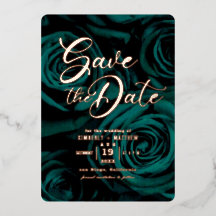Elegante Smaragdgroene gouden Save the date trouw 