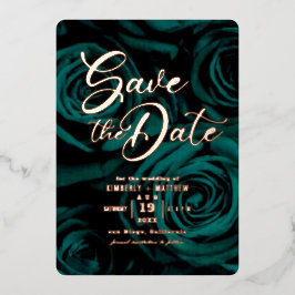 Elegante Smaragdgroene gouden Save the date trouw  Folie Uitnodiging