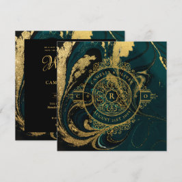 Elegante smaragdgroene gouden sierlijke vintage TR Kaart