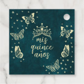 Elegante smaragdgroene gouden vlinders Dank u Bedankjes Labels (Achterkant)