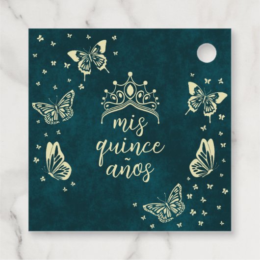 Elegante smaragdgroene gouden vlinders Dank u Bedankjes Labels (Achterkant)